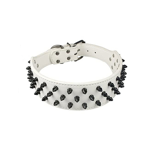 Spiked <span class=keywords><strong>Studded</strong></span> Leather Hunde halsband mit Leine, Rivet PU Leder Hunde halsbänder für Pit Bull - Product Image 2