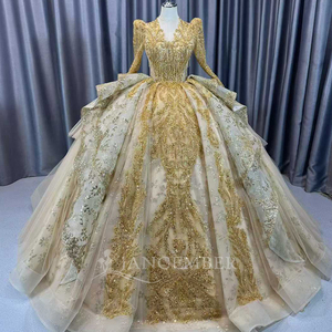 Lscm83 <b>Wedding</b> Dress Champagne Quinceanera Dresses Gold Beaded Sweetheart Princess Luxury Ball Gowns Jancember - Product Image 6