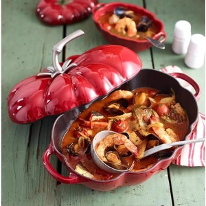 Casserole <span class=keywords><strong>en</strong></span> fonte émaillée pour tomates - Base épaisse et lourde pour la cuisson du pain, de la soupe, du ragoût <span class=keywords><strong>sur</strong></span> <span class=keywords><strong>le</strong></span> poê<span class=keywords><strong>le</strong></span> et au four - Product Image 4