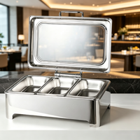Plat à réchaud en acier inoxydable 9L facilement démontable et nettoyable pour buffet et événements
