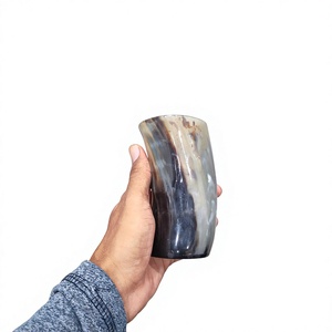 <b>Mini</b> Horn Shot Glass Set Custom Logo Food-Safe Real Ox Horn Viking Drinking Horn Set with Display Base Wholesale horn cups - Product Image 1
