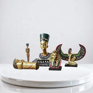Estatua de Cleopatra y Faraón de Resina Pintada a Mano, Colección del Antiguo <span class=keywords><strong>Egipto</strong></span>, Regalos de Recuerdo, Adornos de Decoración para el Hogar - Product Image 1