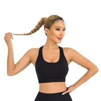 Soutien-gorge de sport personnalisé pour femme adulte, maintien élevé, antichoc, en Spandex/Nylon, couleur unie, avec rembourrage, bretelles croisées et effet push-up