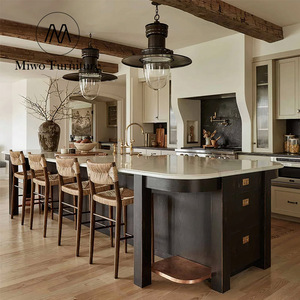 Midcentury nhà bếp cổ điển cỏ mây ghế thiết kế dệt mây cổ thanh ghế hộ gia đình bằng gỗ nho quầy <span class=keywords><strong>bar</strong></span> Phân - Product Image 6