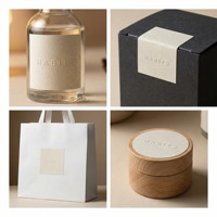 Autocollant texturé avec logo personnalisé, étiquette en relief, cercle mat, beige, blanc pur, autocollants de marque avec logo