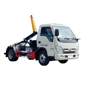 Low price Forland Self Loading Hook Lift Garbage Truck With 3cubic Meter Garbage Bin For Sale