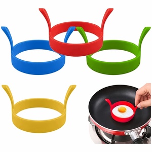 Anillo de silicona alimentaria resistente al calor y antiadherente redondo con doble oído para freír huevos, molde para moldear - Product Image 1