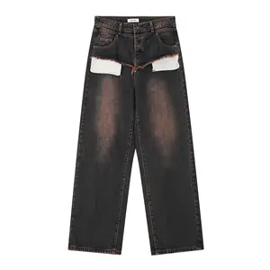 Splicing Niche Design Sense Jins Pant Men Tapered Mens Baggy Jeans Mens Designer Jeans