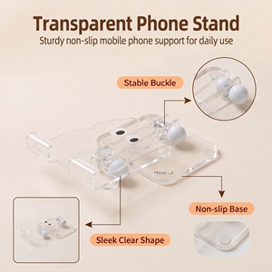 Low MOQ Big Eye Cat Acrylic Phone Tablet Stand Custom Logo 180&deg; Adjustable Foldable Desktop Holder for Desk Decor - Product Image 2