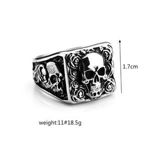 Stainless Steel Punk <b>Ring</b> Skeleton Design Halloween Hip Hop Jewelry - Product Image 5