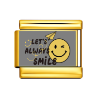 Bracelet à breloques italien en acier inoxydable argenté 9 mm, motif Smiley Emoji avec message positif, ensemble DIY interchangeable, vente en gros