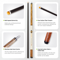 Queue de billard légère et durable en fibre de carbone |   Conception en 2 parties pour la pause et le jeu |   Idéal pour le snooker, le billard, les jeux en salle de club