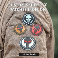 Patch rond en PVC souple gaufré 3D, motif crâne avec texte incurvé, badge auto-agrippant, applique pour activités de plein air et loisirs, pour veste, sac à dos, chapeau, vêtement