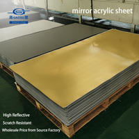 Plaque en acrylique miroir transparente couleur or, haute transparence, miroir en plastique durable pour la décoration intérieure et commerciale 1mm 3mm