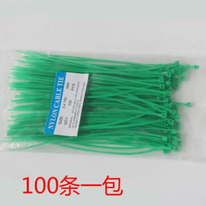 Bridas de nailon 3x100 mm verdes, herramientas de sujeción de plástico autoblocantes para organización de cables - Product Image 1