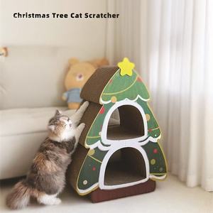 Moderner Weihnachts-Katzenbaum mit Kreativem Design - Langlebiges Kletter- & Kratzbrett & Bettbereich Umweltfreundliche Kartonverpackung - Product Image 2