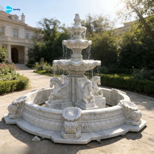 <span class=keywords><strong>Fuente</strong></span> de Agua para Caballos de Mármol Blanco Natural de Diseño Nuevo y Tamaño Personalizado para Patio - Product Image 1