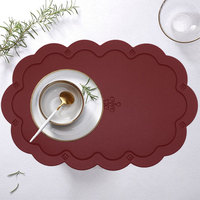Napperons en cuir en forme de fleur nordique créative 38cm tapis de Table rond étanche et résistant à l'huile tapis de tasse de thé de café tapis de décor sous-verres
