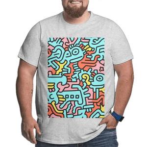 Image personnalisée T-shirt grande taille pour hommes Style Streetwear 100% coton avec spandex imprimé dessin animé contraste motif sérigraphie méthode - Product Image 2
