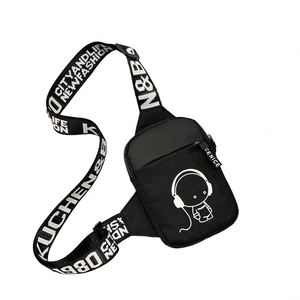 Sac bandoulière mini noir pour femme, motif d'usine, léger, pour l'été, l'extérieur, le quotidien, avec fermeture éclair pour téléphone portable - Product Image 4