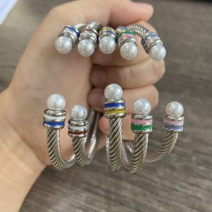 Braccialetto con filo a vite in <span class=keywords><strong>acciaio</strong></span> inossidabile personalizzato <span class=keywords><strong>rosa</strong></span> verde, gioiello da donna, tre strati, braccialetti con strascico aperto - Product Image 3