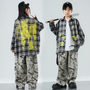Vêtements de danse de rue pour enfants, ensemble chemise hip-hop cool et stylé pour garçon, costume de performance hip-hop pour fille - Product Image 2