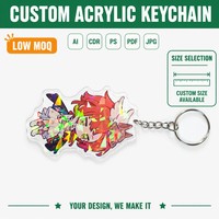 Porte-clés photo numérique en acrylique, fournisseur d'usine OEM en gros, faible MOQ, pendentif porte-clés personnalisé avec motif de dessin animé, impression numérique pour
