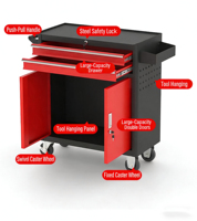 Chariot à outils en métal robuste CYD, trois tiroirs supérieurs, armoire inférieure à double porte, roulettes pivotantes fixes, couleurs personnalisables, capacité de charge de 40 kg
