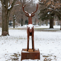 Statue de cerf en acier corten grand format, résistante au gel, avec patine de rouille accélérée, pour jardin froid