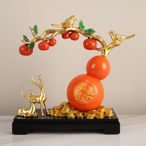 Adorno de Calabaza de Caqui de Resina, Decoración Feng Shui para Sala de Estar, Regalo de Año Nuevo Chino, Pieza Individual - Product Image 3