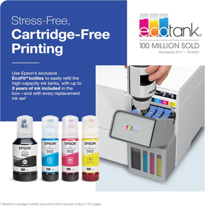 Ep son EcoTank ET-4950 Wireless <b>All</b>-<b>in</b>-<b>One</b> Color Supertank <b>Printer</b> with up to 3 Years of Ink Refillable Tanks - Product Image 3