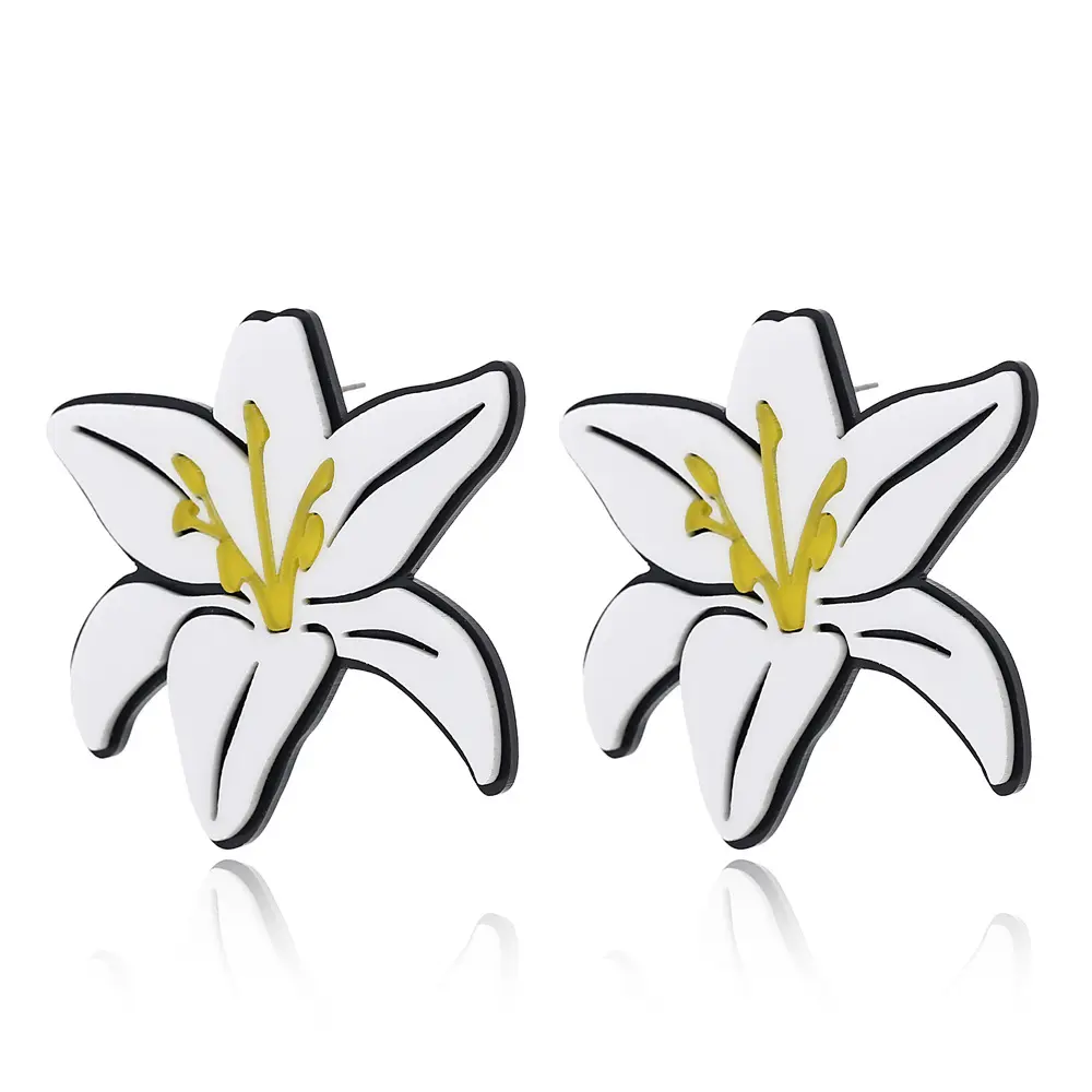 Vriua Acrylic Bunga Lily Anting-Anting untuk Wanita Pesta Pernikahan Besar Drop Vintage Geometris BoHo Anting-Anting Fashion Perhiasan