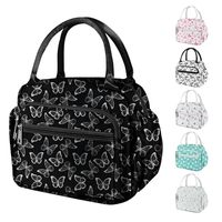 Sac à lunch isotherme élégant pour femmes, en polyester, fermeture éclair, motif lettres, capacité de 11 litres, imperméable, personnalisable