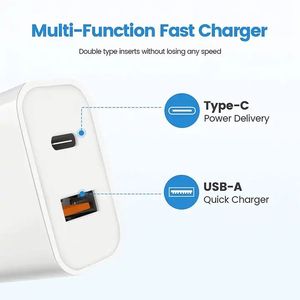 Original 20w PD <b>Adapter</b> <b>EU</b> US UK Type-C Charger Super Fast A+C Dual Chargers Cube for S21/S21 Plus for Phone 15 16 Pro Max - Product Image 2