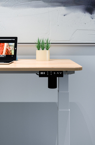 Escritorio eléctrico de un solo motor para oficina en casa, escritorio elevador de computadora para sentarse y ponerse de pie, marco blanco, altura ajustable - Product Image 3