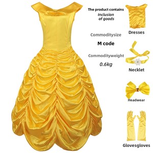 Costume de princesse d'Halloween, costume de série télévisée, vêtements pour femmes, robe de princesse jaune + accessoires de gants - Product Image 6