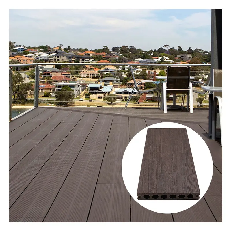 Placas de terraço WPC para terraço com ranhura de gravação online 140x23mm Co-extrusão ao ar livre