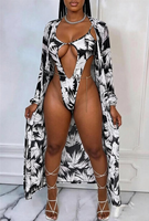 Cut-Out-Print Monokini Cardigan 2-teiliges Set Karneval J'ouvert Montag Mode Bademode Private Label Großhandel Miami Trinidad
