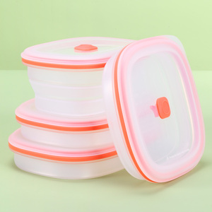 Pet Pieghevole Ciotola di Cibo Grade Silicone Pieghevole Contenitore di Conservazione Degli Alimenti Set Lonchera Riutilizzabili Per Bambini Scatola di Pranzo di Bento - Product Image 1
