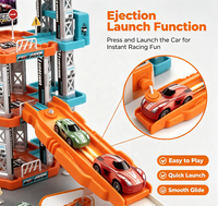 85 Pièces DIY Circuit de Course Multi-Niveaux avec Parking, Garage en Plastique à Assembler, Voiture de Course à Friction, Jouet pour Enfants Garçons, Cadeau d'Anniversaire
