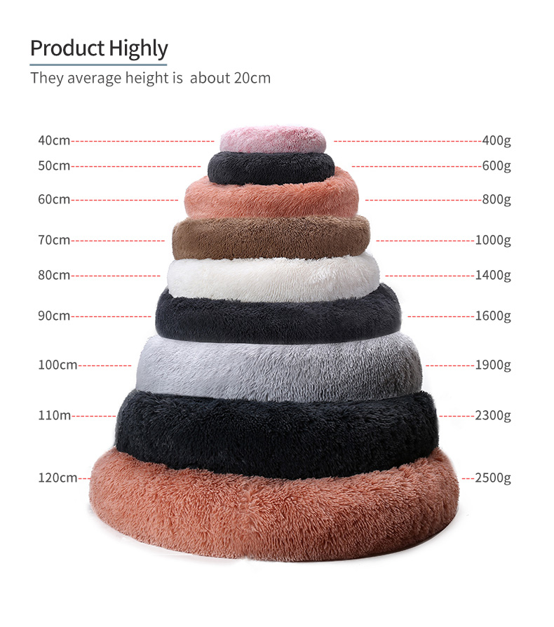 Manufacturer wholesale Plush Round Cozy Calming Donut dog bed dropshipping soft washable Fluffy Cat Bed Removable pet cushion