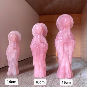 Wholesale Natural Rose Quartz Polished Virgin <strong>Mary</strong> Statues Crystal Semi <strong>Precious</strong> Stones - Product Image 5