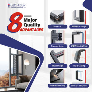 Fuson Spot Goods Interior de alta calidad Doble vidrio Cavidad oculta Bolsillo 3 paneles 4 paneles Puerta corredera de vidrio de aluminio - Product Image 5