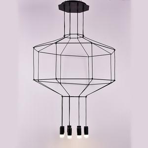 Lámpara de araña negra moderna, accesorio de iluminación de oficina, cables Led en forma hexagonal, luces colgantes, iluminación lineal grande para techo alto - Product Image 6