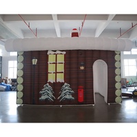 Livraison aérienne gratuite à porte, 2025 nouveaux produits de maison gonflable de Noël, 5x4m grande maison de cabine gonflable Santa Grotto santa