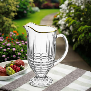 Pichet en verre transparent avec bord doré, serveur <span class=keywords><strong>de</strong></span> boissons élégant pour eau, jus, thé glacé, verres décoratifs - Product Image 4