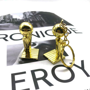 Golden Basketball Trophy <b>Keychain</b> Zinc Alloy 3D Shape Luxury Souvenir Carabiner Keyring - Product Image 1