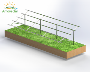 Amoysolar Manufacturer N-type Aluminium Solar Panel Single Pole Ground Mount System Dual <strong>Post</strong> <strong>Fixed</strong> Tilt Solar Screw Anchor - Product Image 2