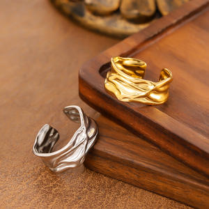 Новое элегантное кольцо унисекс <span class=keywords><strong>2026</strong></span> года с неровным выемом, позолоченное 18-каратным золотом, из нержавеющей стали, для женщин - Product Image 1