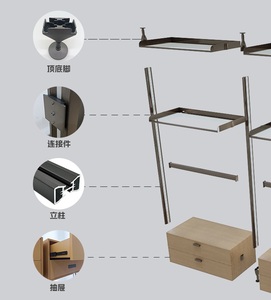 Mueble de Aluminio Abierto Tipo Pilar con Estantes de Vidrio para Sala de Estar o Vestíbulo, Estilo DIY - Product Image 5